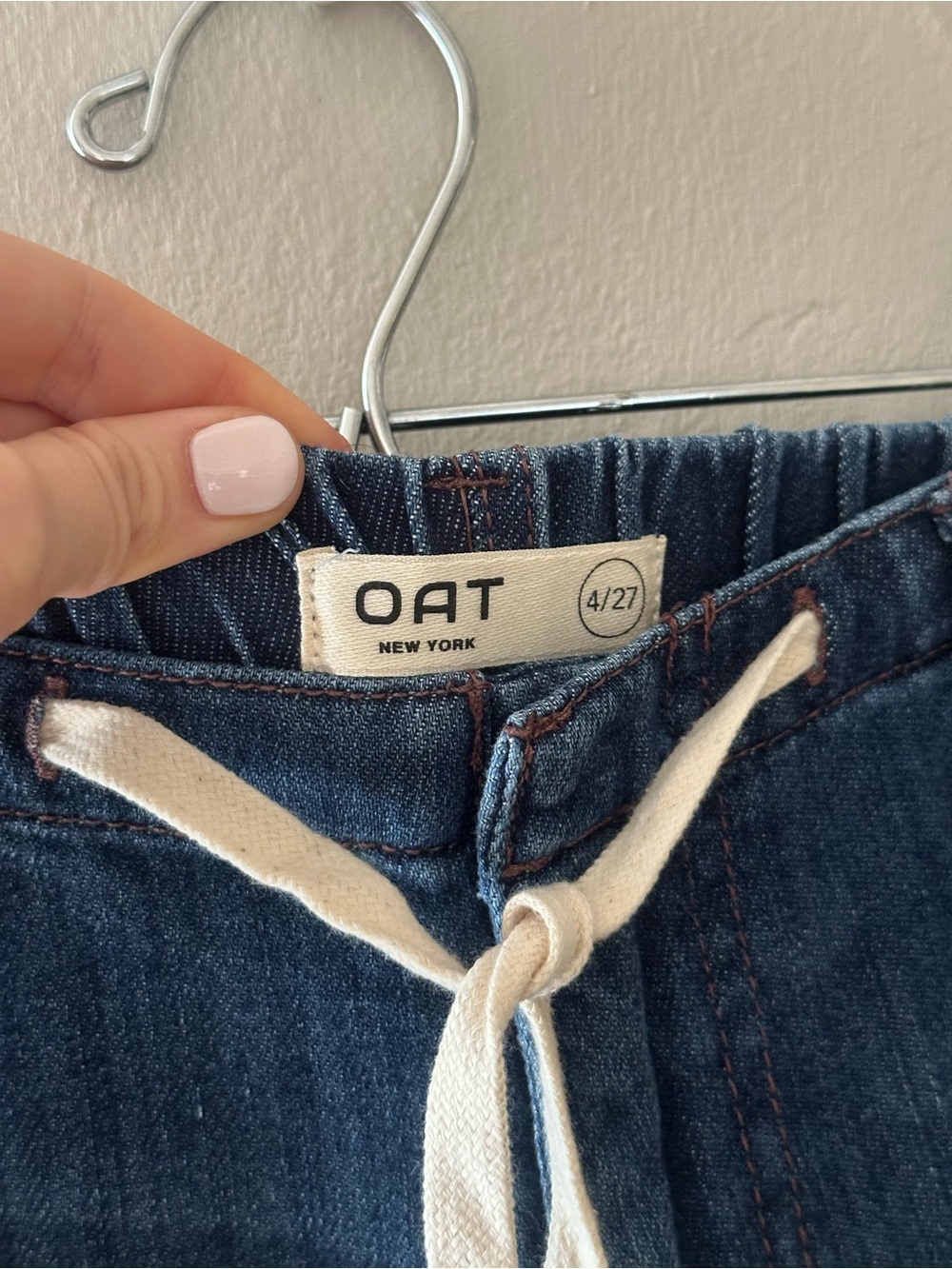 OAT New York Dark Blue Denim Jeggings with Cream Drawstring